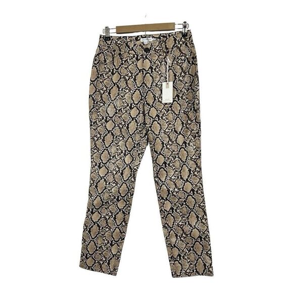 Good American Size 4 Good Classic Faux Snake Skin Pants In Neutral Snake - Picture 1 of 5